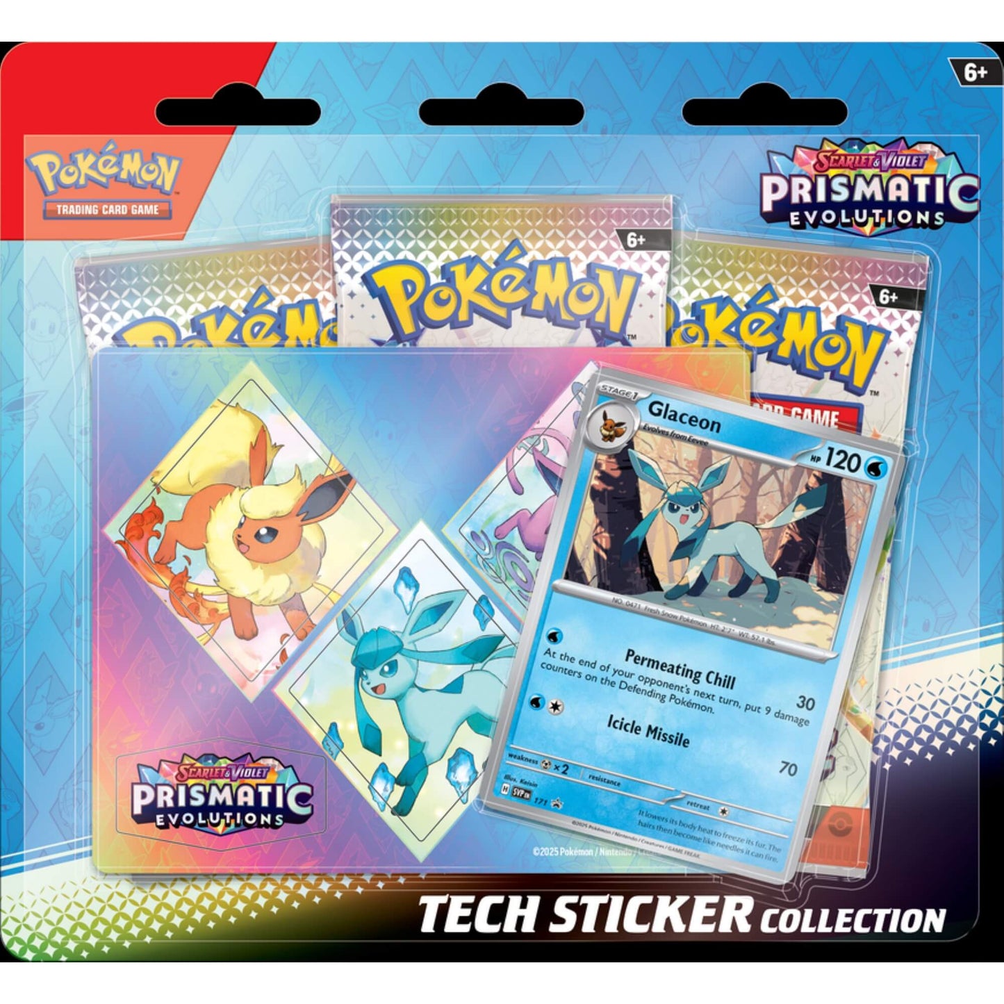 Pokemon TCG: Scarlet & Violet Prismatic Evolutions (SV8.5) Tech Sticker Collection 12-Pack Case